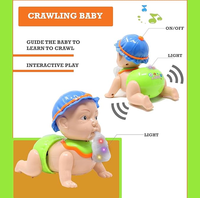 Cute Musical Crawling Baby Toy for Kids — Laughing, Singing & Light-Up Bottle, Interactive Sound & Activity Toy to Encourage Crawling (Non-Toxic ABS)