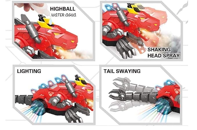 Realistic Mechanical Robotic Dragon Toy for Kids (Ages 3+) — Walking Dragon with Fire-Breathing Mist, Red Lights, Moving Wings & Realistic Sounds (Multi-Color)