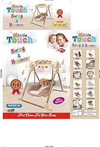 Monkey-Themed Baby Swing Bouncer with Soft Toys, Calming Melodies, Ergonomic Recline Seat, 3-Point Harness, Foldable & Travel-Friendly Design