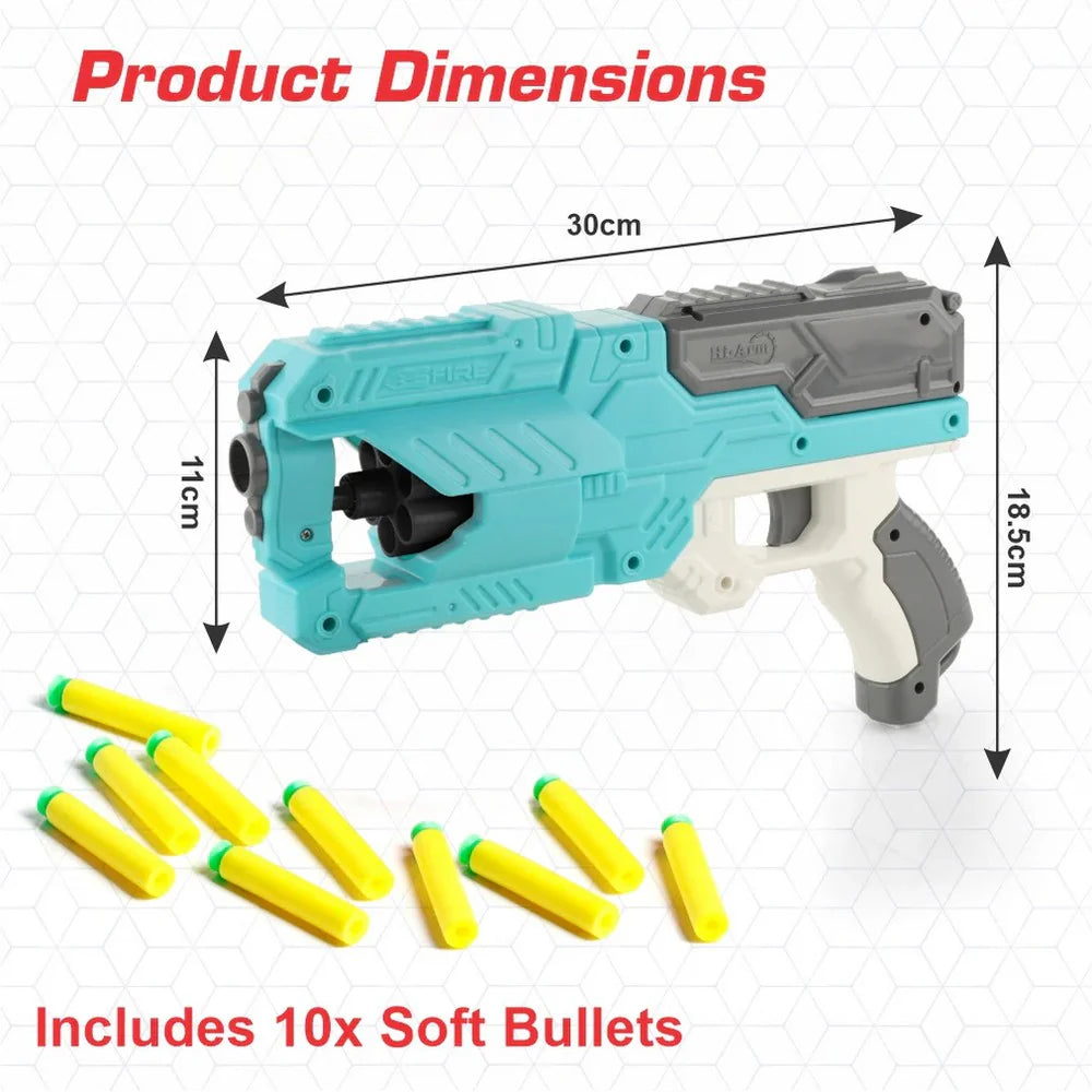 Blaster Gun for Kids – Safe Toy Gun with Soft Foam Bullets & 6 Rotating Barrels