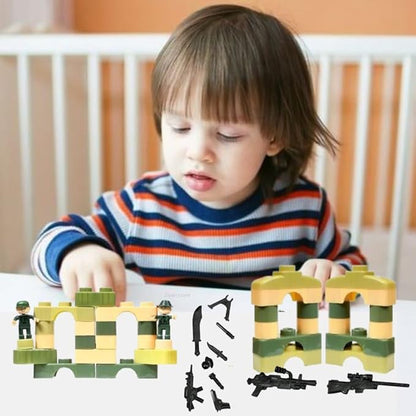 Army Blocks Play Set for Kids with Blocks, Army Men & War Weapons Accessories, Creative Pretend Play Toy (Multi-Color)
