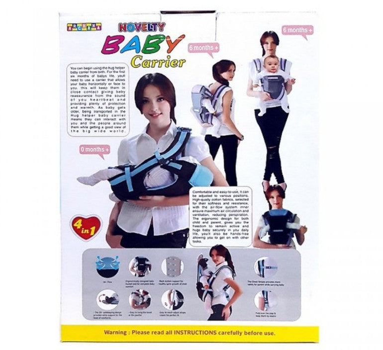 4-in-1 Baby Carrier Bag with Adjustable Buckles, Cushioned Armholes & Breathable Fabric — Multiple Carrying Positions, Head & Back Support, Safety Side Buckle