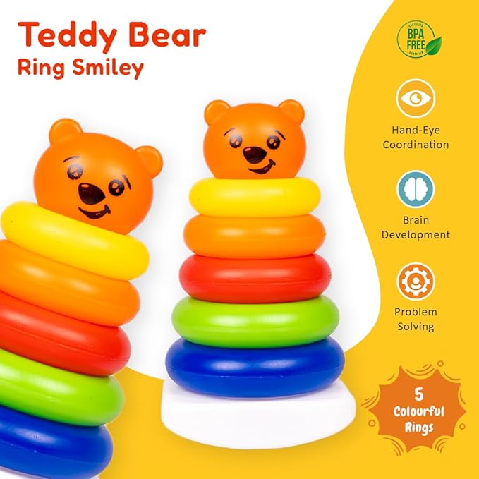 Birthday 6-in-1 Gift Set for Babies & Toddlers (0-36 Months) — Xylophone, Stacking Rings, Puzzle Clock, Rattles, Roly Poly & More, Montessori Early Learning Toy