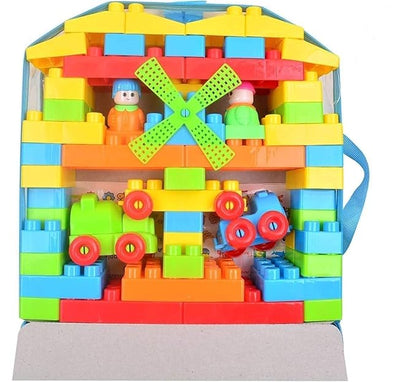 76-Piece Blocks Set with Wheels & Various Shapes — Non-Toxic Educational Building Blocks for Kids (Multi-Colored), Alphabet & Number Learning Toy