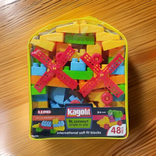 48-Piece Blocks Set with Wheels & Various Shapes — Non-Toxic Educational Building Blocks for Kids Ages 3+, Alphabet & Number Learning Toy (Multi-Colored)