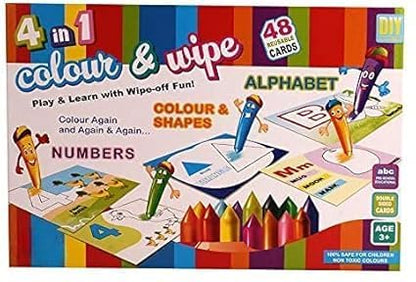 4-in-1 Portable Color & Wipe Activity Kit for Kids: Coloring, Painting, Crafting & Reusable Art Set
