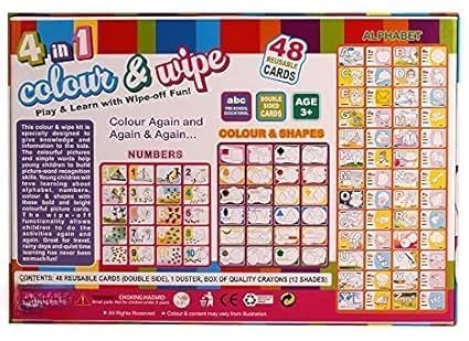 4-in-1 Portable Color & Wipe Activity Kit for Kids: Coloring, Painting, Crafting & Reusable Art Set