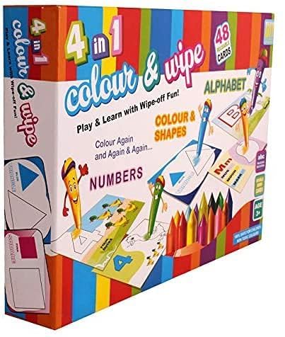 4-in-1 Portable Color & Wipe Activity Kit for Kids: Coloring, Painting, Crafting & Reusable Art Set