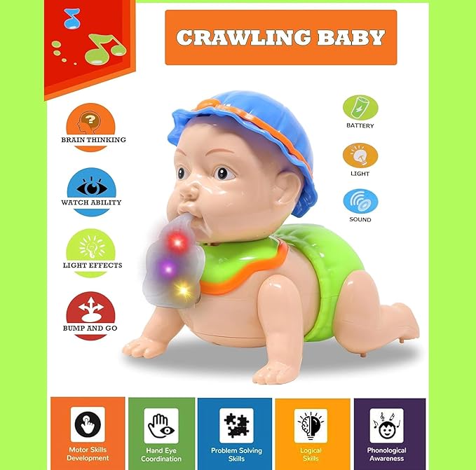 Cute Musical Crawling Baby Toy for Kids — Laughing, Singing & Light-Up Bottle, Interactive Sound & Activity Toy to Encourage Crawling (Non-Toxic ABS)