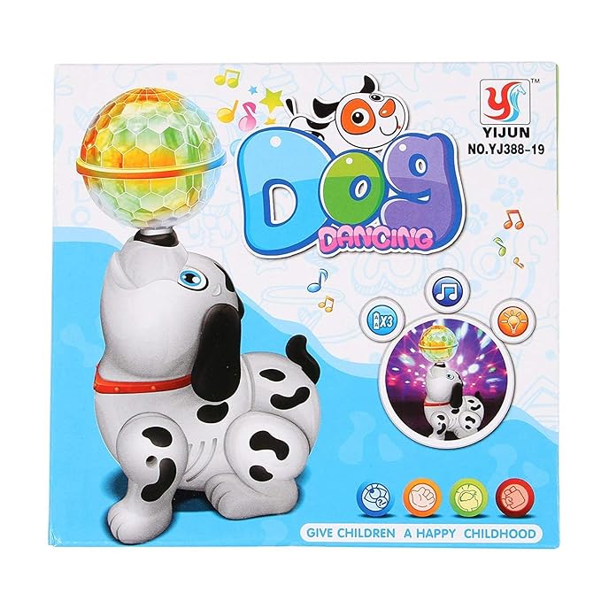 Dancing Dog Toy for Kids & Babies — Music, 3D Flashing LED Light Ball, Bump & Go Action, Moving Arms & Head, Cute Puppy Gift (Non-Toxic)