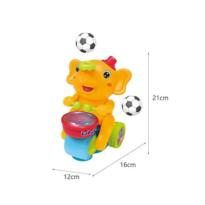 Musical Walking Elephant Drummer Toy for Kids — Flashing Lights, Fun Sound, Dancing & Crawling Encouragement, Safe & Durable (Battery Operated)