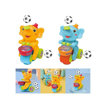 Musical Walking Elephant Drummer Toy for Kids — Flashing Lights, Fun Sound, Dancing & Crawling Encouragement, Safe & Durable (Battery Operated)