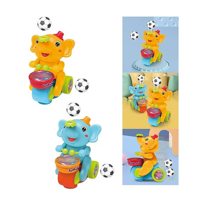 Musical Walking Elephant Drummer Toy for Kids — Flashing Lights, Fun Sound, Dancing & Crawling Encouragement, Safe & Durable (Battery Operated)
