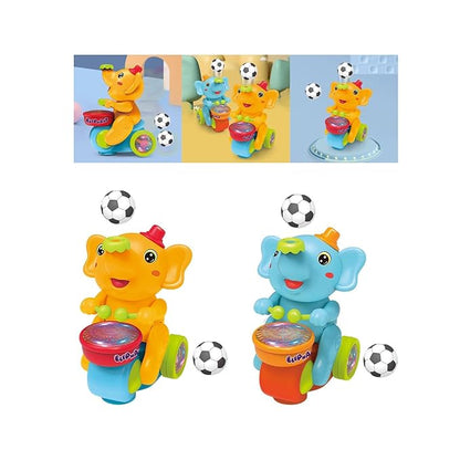 Musical Walking Elephant Drummer Toy for Kids — Flashing Lights, Fun Sound, Dancing & Crawling Encouragement, Safe & Durable (Battery Operated)