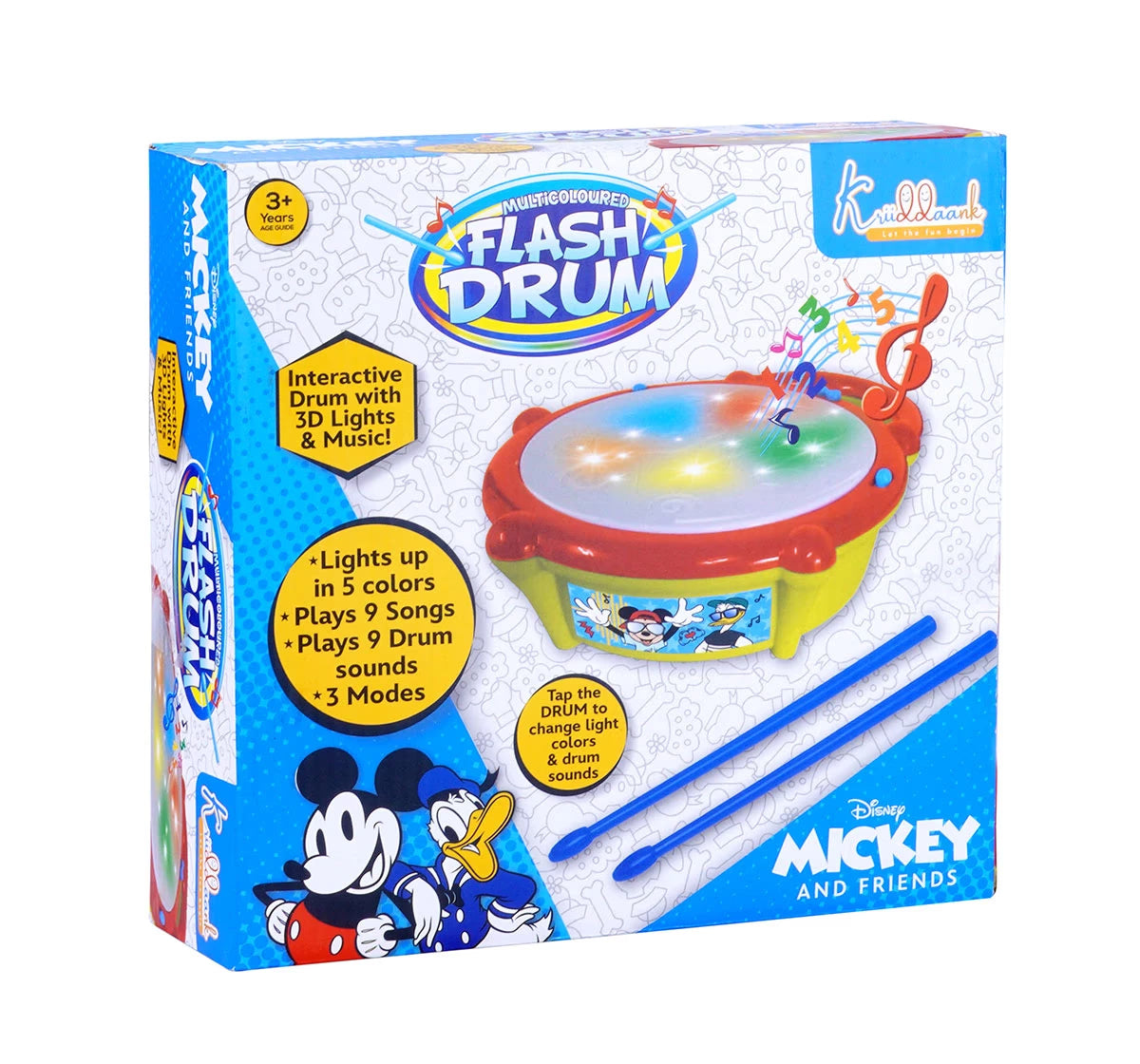Disney Mickey Mouse Flash Drum — Light-Up Musical Toy for Kids, Interactive Rhythm & Sound Play, Safe & Fun