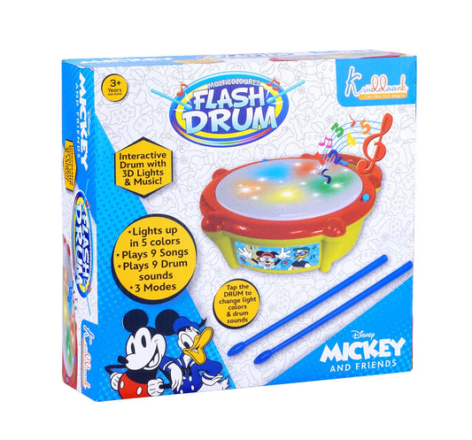Disney Mickey Mouse Flash Drum — Light-Up Musical Toy for Kids, Interactive Rhythm & Sound Play, Safe & Fun