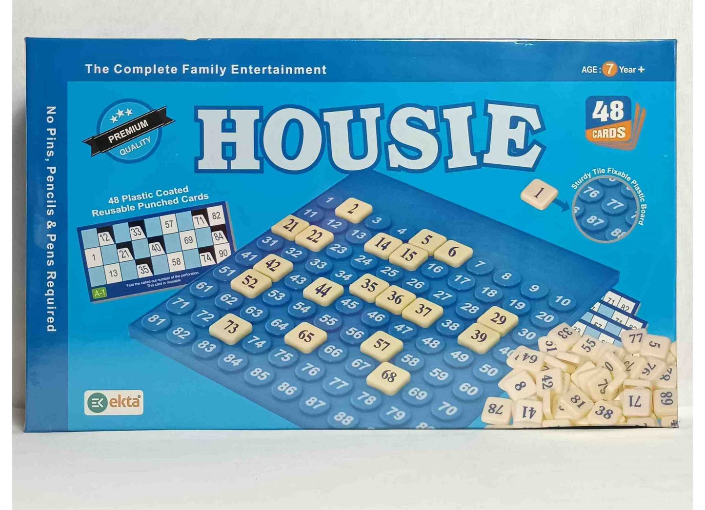 Housie (Tambola) Board Game for Kids 5+ with 48 Reusable Cards & Tile-Fix Board, Classic Family Party Game