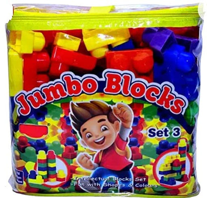 Jumbo Building Blocks Set-3 for Kids — Large Colorful Educational Interlocking Blocks, Easy to Assemble, Creativity & Engineering Toy