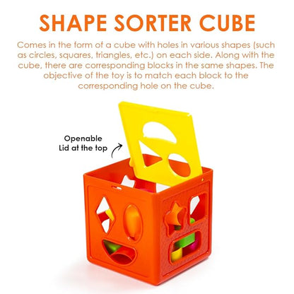 3-in-1 Kinder Gift Set with Stack-N-Spin, Rainbow Spinning Tower & Shape Sorter Cube — Montessori Toys for Preschool Learning, Infants & Toddlers