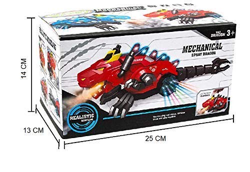 Realistic Mechanical Robotic Dragon Toy for Kids (Ages 3+) — Walking Dragon with Fire-Breathing Mist, Red Lights, Moving Wings & Realistic Sounds (Multi-Color)