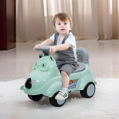 Kids Ride On with High Backrest, Parent Push Handle & Storage Seat — Strong Wheels, No-Assembly Foot-to-Floor Ride for Indoor & Outdoor Fun