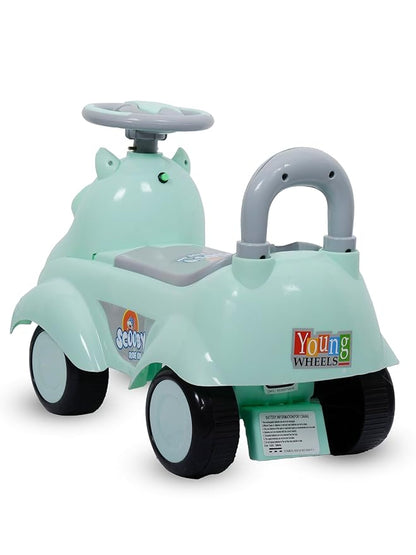 Kids Ride On with High Backrest, Parent Push Handle & Storage Seat — Strong Wheels, No-Assembly Foot-to-Floor Ride for Indoor & Outdoor Fun