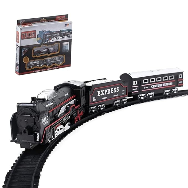 Smoking Train Battery-Operated Electric Train Set for Kids (Ages 3+) — 13-Piece Set with Lights & Sound, Express Locomotive with Track