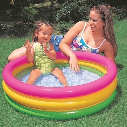 Wet Set (2 Feet) Inflatable Baby & Kids Pool — 3 Colorful Rings, Lightweight & Compact, Durable PVC Vinyl