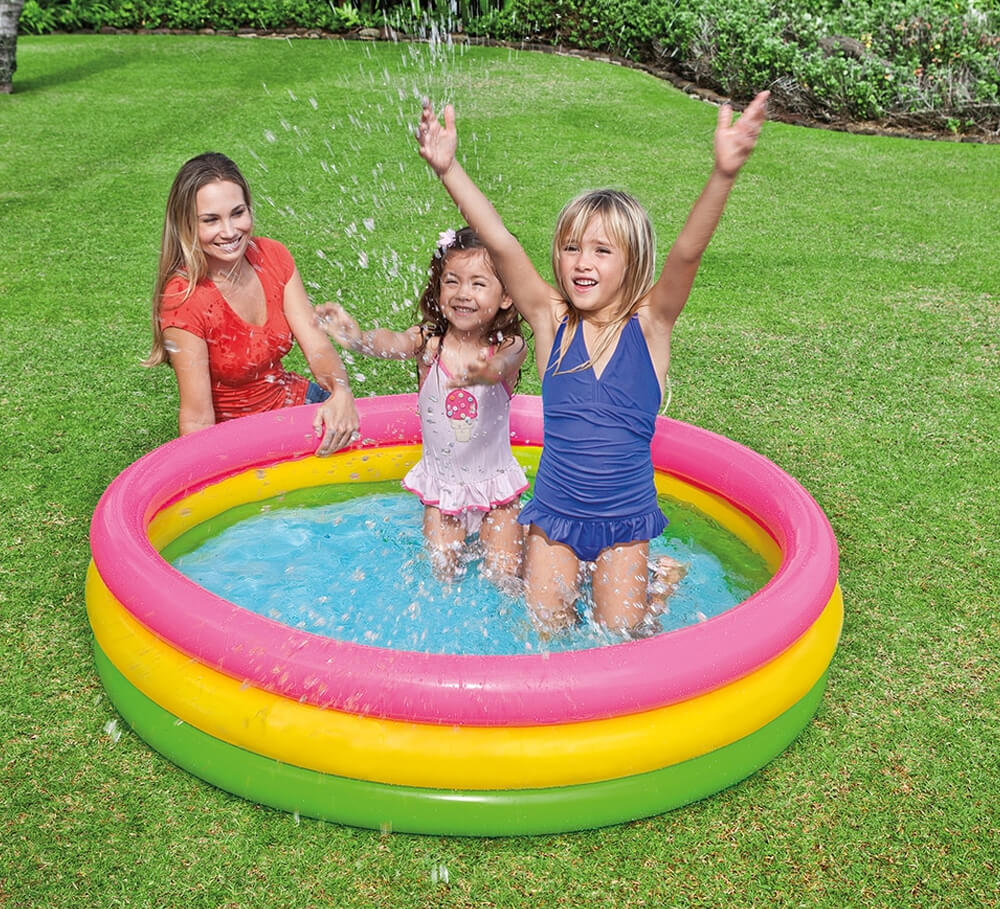 Wet Set (5 Feet) Inflatable Baby & Kids Pool — 3 Colorful Rings, Lightweight & Compact, Durable PVC Vinyl.