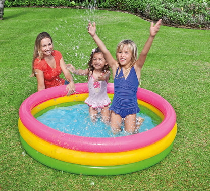 Wet Set (5 Feet) Inflatable Baby & Kids Pool — 3 Colorful Rings, Lightweight & Compact, Durable PVC Vinyl.
