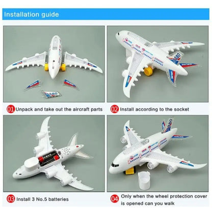 Air Bus Toy for Boys & Girls Age 3+, Flashing Lights & Realistic Jet Engine Sound, Battery Operated Bump and Go Action