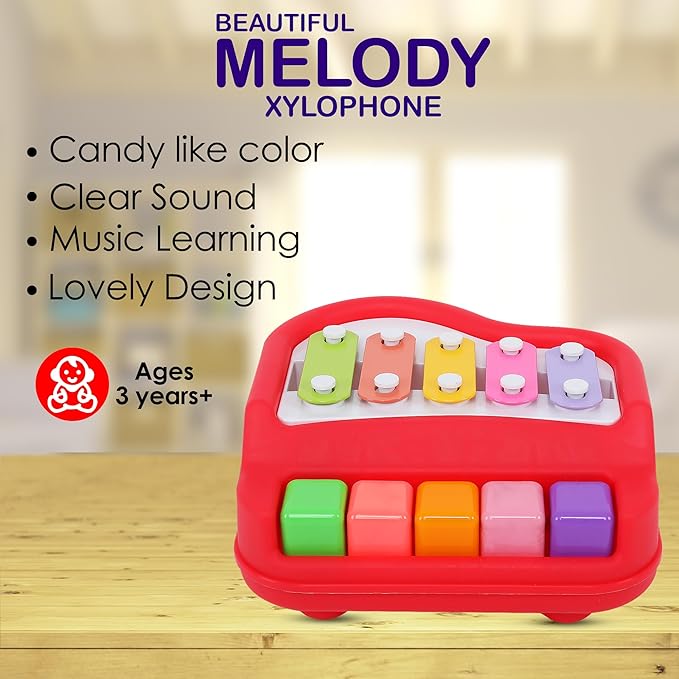 Beautiful Melody Xylophone for Kids (Ages 3+) — Musical Learning Toy with 8 Colorful Metal Keys, Easy-to-Hold Mallets, Crisp Clear Sound, Non-Toxic